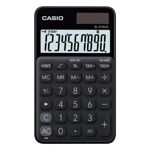 Zsebszámológép, 10 számjegy, CASIO "SL 310", fekete