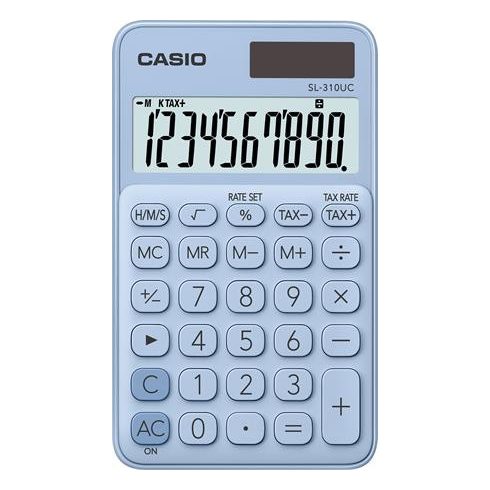 Zsebszámológép, 10 számjegy, CASIO "SL 310", világoskék