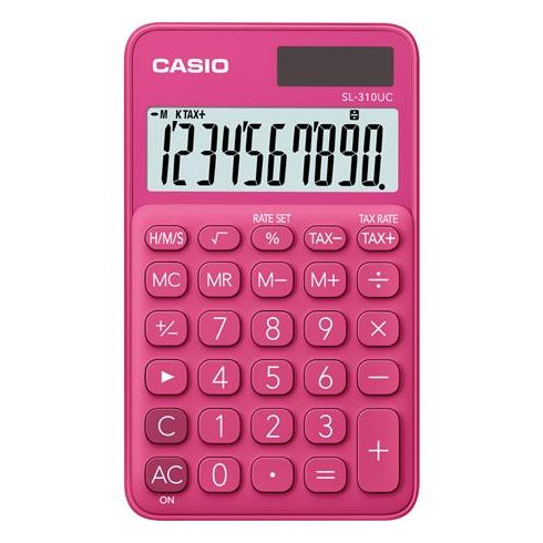 Zsebszámológép, 10 számjegy, CASIO "SL 310", rózsaszín