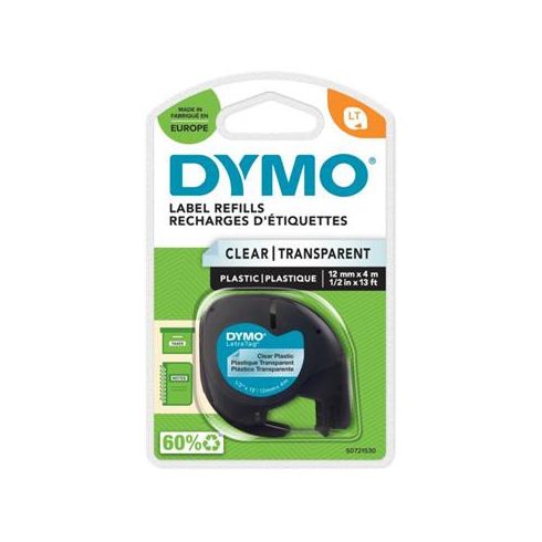 Feliratozógép szalag, 12 mm x 4 m, DYMO "Letratag", víztiszta