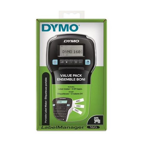 Elektromos feliratozógép, DYMO "LM 160", fekete, + 3 db D1 szalag