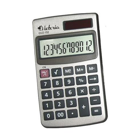 Zsebszámológép, 12 számjegy, fém ház, VICTORIA OFFICE, "GVZ-152"