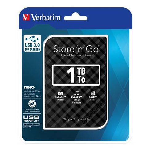 2,5" HDD (merevlemez), 1TB, USB 3.0, VERBATIM "Store n Go", fekete