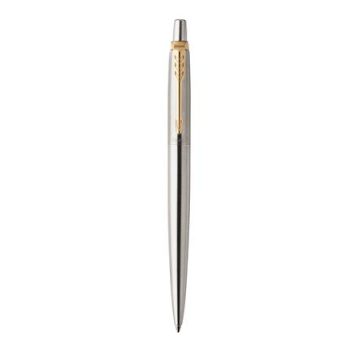   Golyóstoll, 0,7 mm, nyomógombos, arany színű klip, rozsdam. acél tolltest, PARKER "Royal Jotter", kék