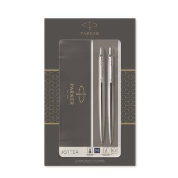   Golyóstoll és nyomósirón szett, díszdoboz, rozsdamentes acél tolltest, PARKER "Royal Jotter", kék