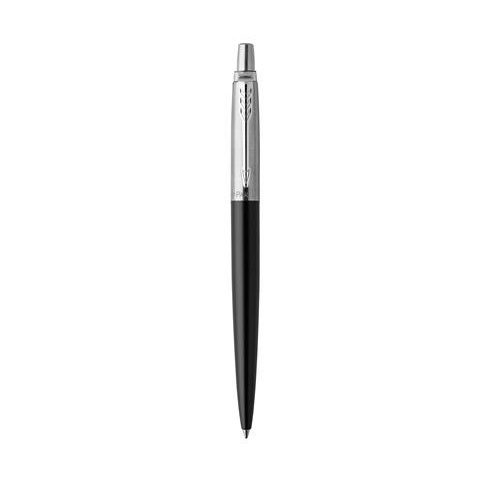 Golyóstoll, 0,7 mm, ezüst színű klip, bond street fekete tolltest, PARKER, "Royal Jotter", kék
