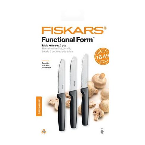 Késkészlet, asztali, 12 cm, FISKARS "Functional Form" fekete