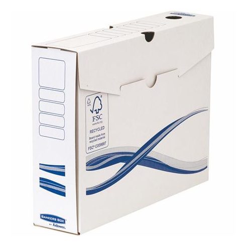 Archiválódoboz, A4, 80 mm, FELLOWES "Bankers Box Basic", kék-fehér