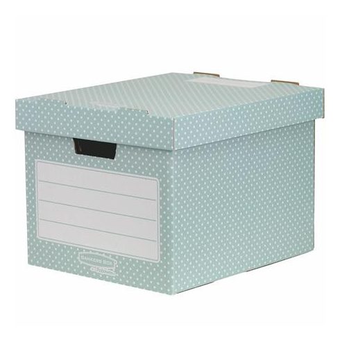 Tároló doboz, karton, 33,3x28,5x39 cm FELLOWES, "Style", zöld-fehér
