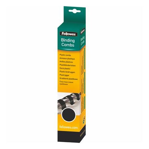Spirál, műanyag, 14 mm, 81-100 lap, FELLOWES, 25 db, fekete