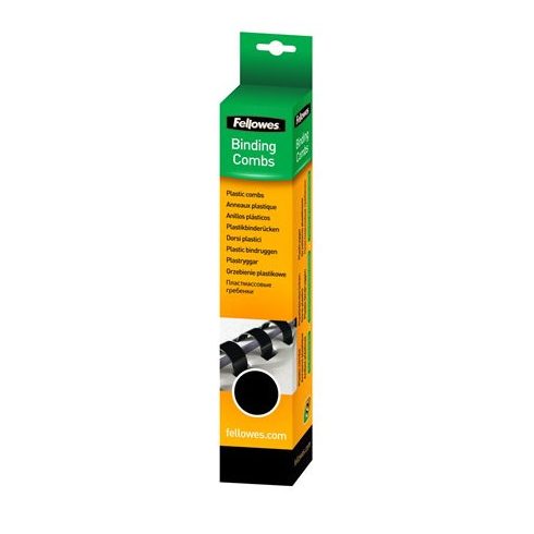 Spirál, műanyag, 16 mm, 101-120 lap, FELLOWES, 25 db, fekete