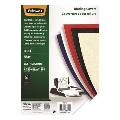 Hátlap, A4, 250 g, matt, FELLOWES "Delta", elefántcsontszínű, 100 db