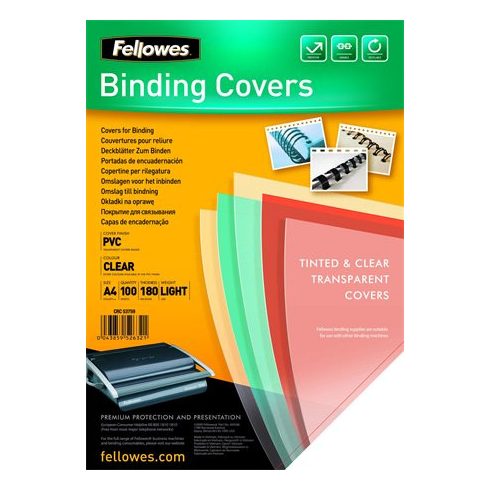 Előlap, A4, 180 mikron, FELLOWES, víztiszta
