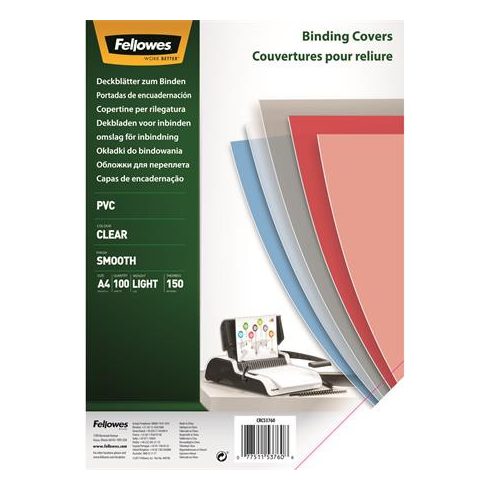 Előlap, A4, 150 mikron, FELLOWES, víztiszta