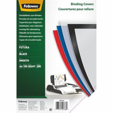   Hátlap, A4, 280 mikron, polipropilén, matt, FELLOWES "Futura", fekete