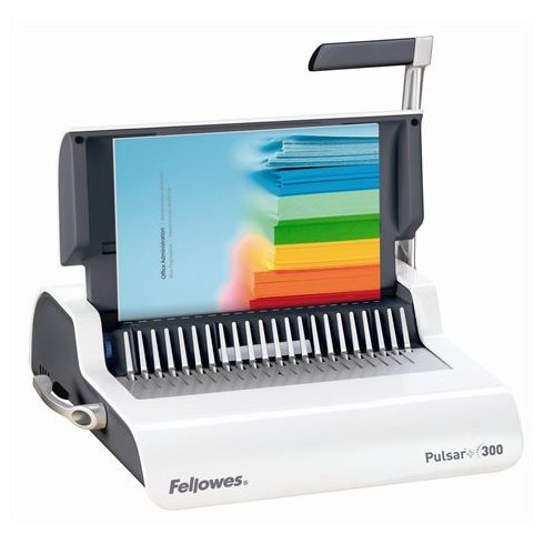 Spirálozógép, műanyag spirálkötéshez, manuális, 300 lap, FELLOWES "Pulsar+"