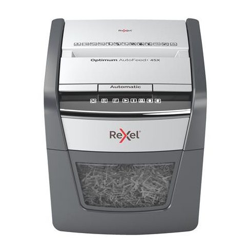 Iratmegsemmisítő, konfetti, 45 lap, REXEL "Optimum AutoFeed 45X"