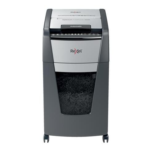 Iratmegsemmisítő, mikrokonfetti, 300 lap, REXEL, "Optimum AutoFeed+ 300M"