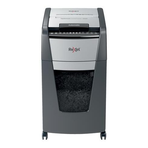 Iratmegsemmisítő, konfetti, 300 lap, REXEL, "Optimum AutoFeed+ 300X"