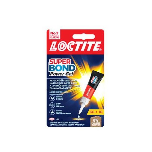 Pillanatragasztó gél, 4 g, HENKEL "Loctite Super Bond Power Gél"