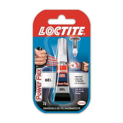 Pillanatragasztó gél, 2 g, HENKEL "Loctite Super Bond Power Flex Gél"