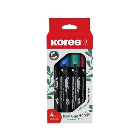 Alkoholos marker készlet, 3 mm, kúpos, KORES "ECO K-Marker XP1", 4 különböző szín
