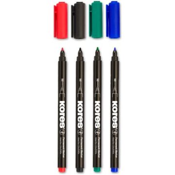   Alkoholos marker készlet, CD/DVD, 1 mm, KORES, 4 különböző szín