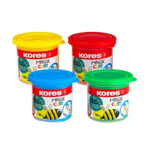 Gyurma,160 g, levegőre száradó, 4 szín, KORES "Magic Clay"