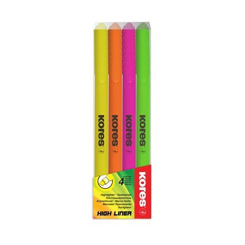 Szövegkiemelő készlet, 0,5-3,5 mm, KORES, 4 különböző szín