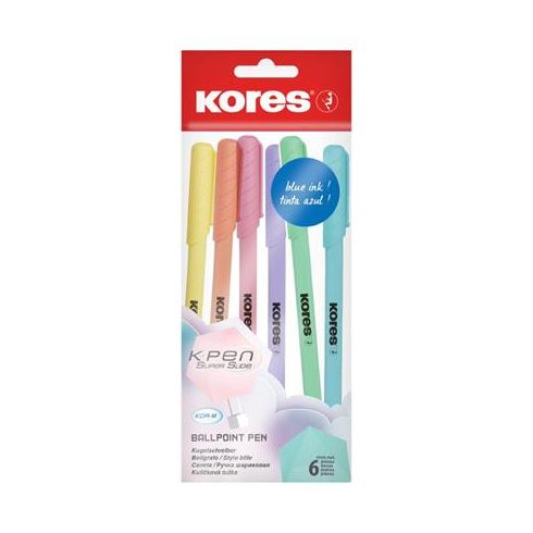 Golyóstoll, 1,0 mm, kupakos, háromszögletű, KORES "KOR-M Pastel", kék