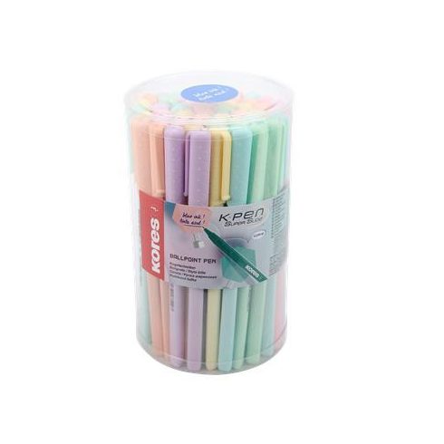 Golyóstoll, 1,0 mm, kupakos, háromszögletű, KORES "KOR-M Pastel", kék