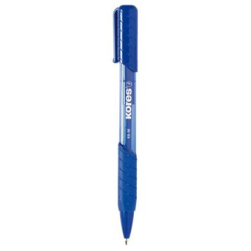   Golyóstoll, 1,0 mm, nyomógombos, háromszögletű, KORES "K6-M", kék