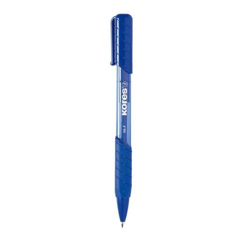Golyóstoll, 0,7 mm, nyomógombos, háromszögletű, KORES "K6-F", kék