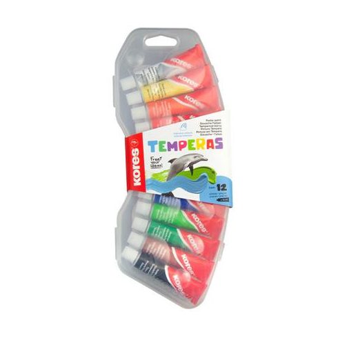 Tempera készlet, 12 ml, KORES, 12 különböző szín