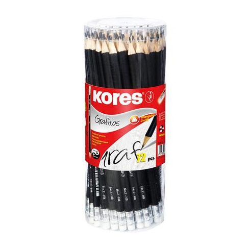 Grafitceruza radírral, HB, háromszögletű, KORES