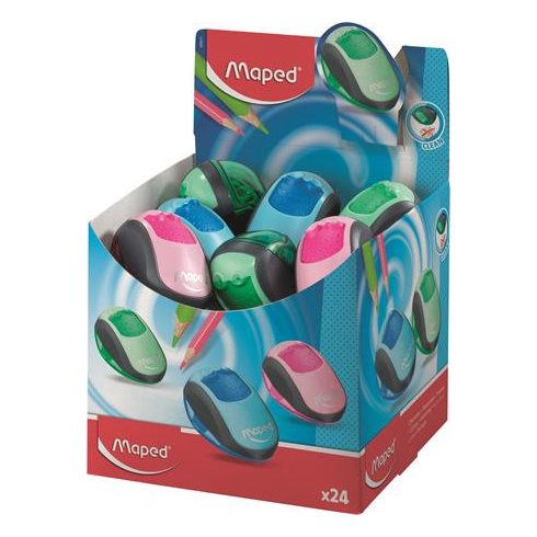 Hegyező display, kétlyukú, tartályos, MAPED "Clean", vegyes színek