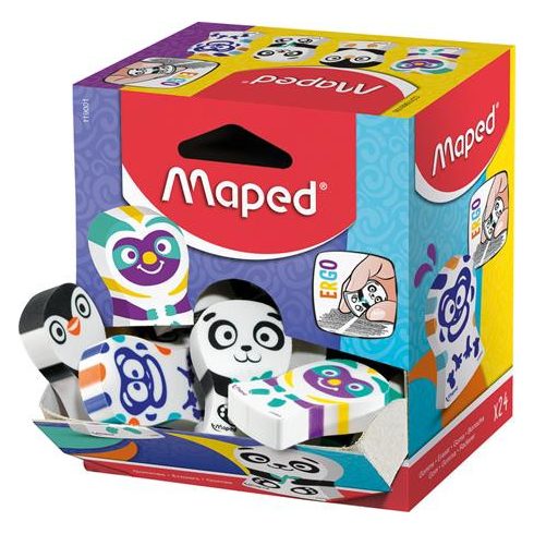 Radír display, vegyes minták, MAPED "Ergo Fun Multicolor"