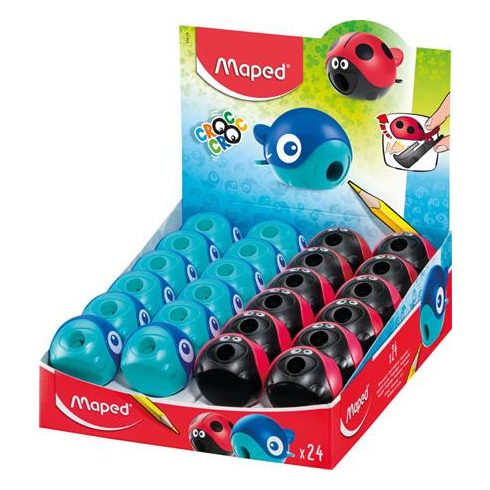 Hegyező display, egylyukú, tartályos, MAPED "Croc Croc Easy", katica és bálna, vegyes formák