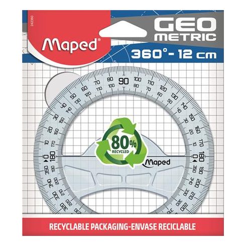 Szögmérő, műanyag, 360°, MAPED "Geometric"