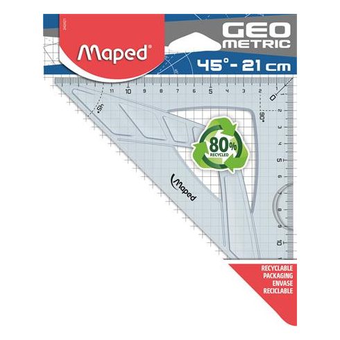 Háromszög vonalzó, műanyag, 45°, 21 cm, MAPED "Geometric"