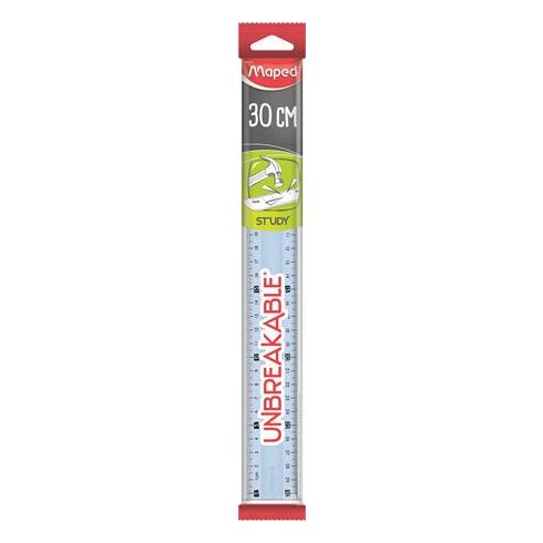 Vonalzó, műanyag, törhetetlen, 30 cm, MAPED "Study Unbreakable", vegyes színek