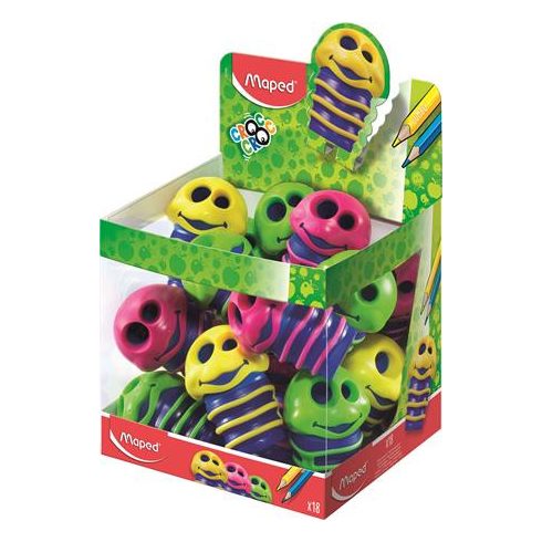 Hegyező display, kétlyukú, tartályos, MAPED "Croc Croc", kukac, vegyes színek