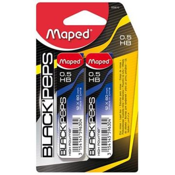   Grafitbél, 0,5 mm, HB, 2x12 szálas, MAPED "Black Peps"