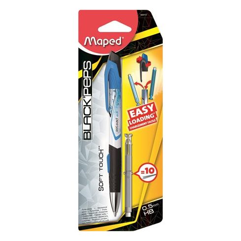 Nyomósirón utántöltővel, 0,5 mm, HB, MAPED "Reload", vegyes színek