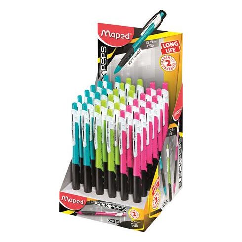 Nyomósirón display, 0,5 mm, MAPED "Long Life", vegyes színek