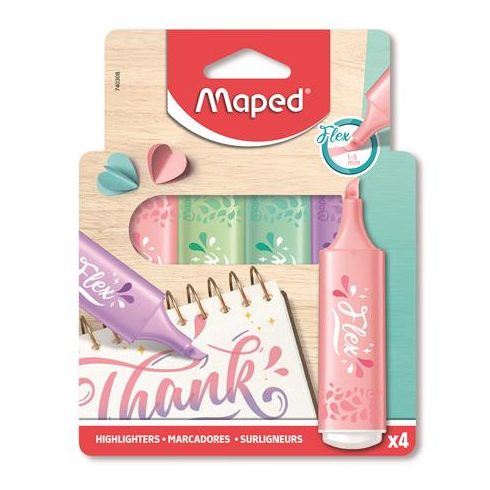 Szövegkiemelő készlet, 1-5 mm, MAPED "Fluo Peps Flex Pastel", pasztell szín, vegyes készletek