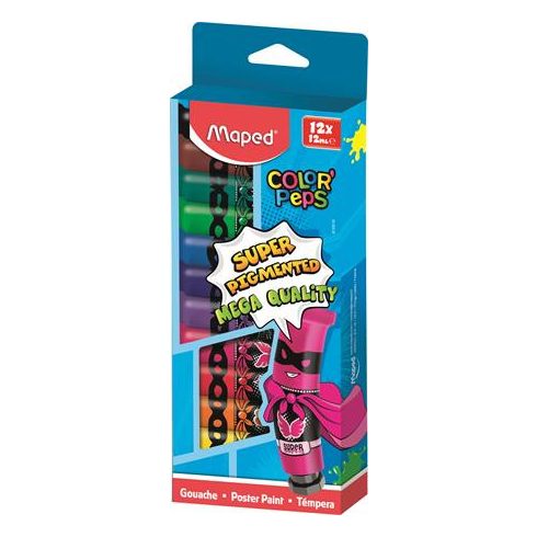 Tempera készlet 12 szín, 12x12 ml, MAPED
