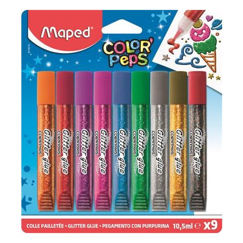 Csillámos ragasztó, MAPED "Color'Peps", 9 különböző szín