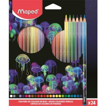   Színes ceruza készlet, háromszögletű, MAPED "Deepsea Paradise", 24 különböző szín