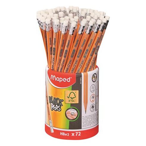Grafitceruza radírral, ceruzatartó, HB, háromszögletű, MAPED "Black'Peps"